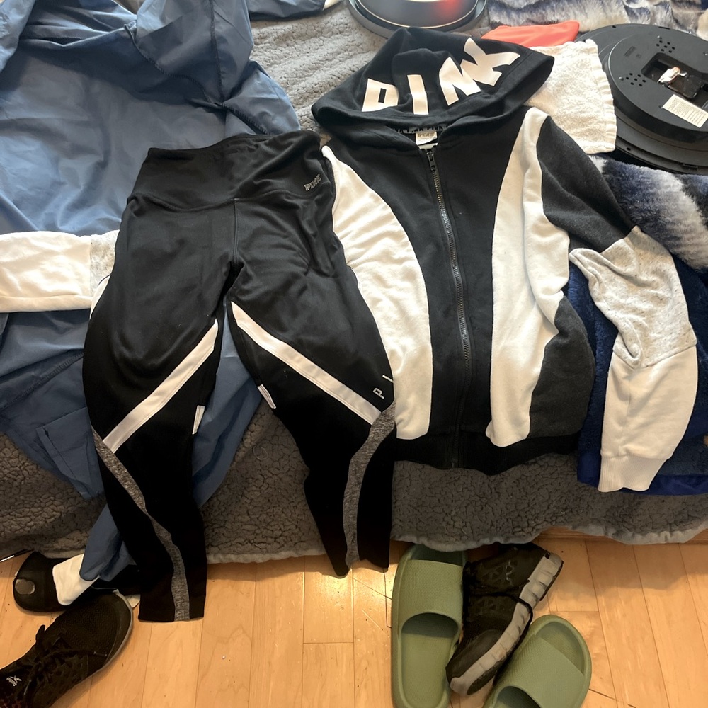 Victoria’s Secret, pink legging, and hoodiel set